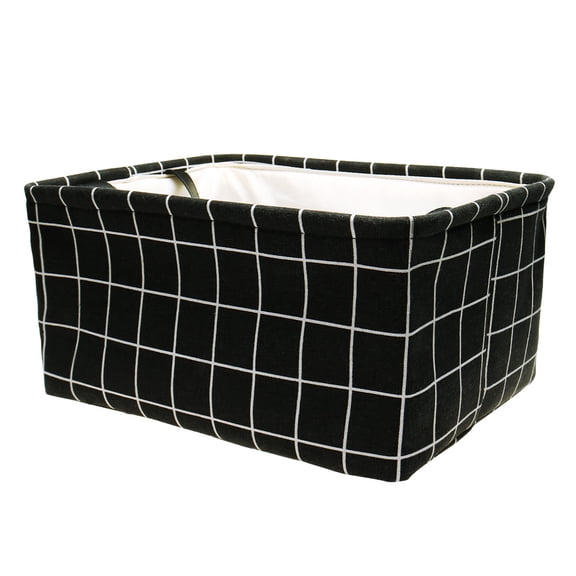 Unique Bargains Foldable Canvas Fabric Storage Bins Basket Clothing Storage Black-S