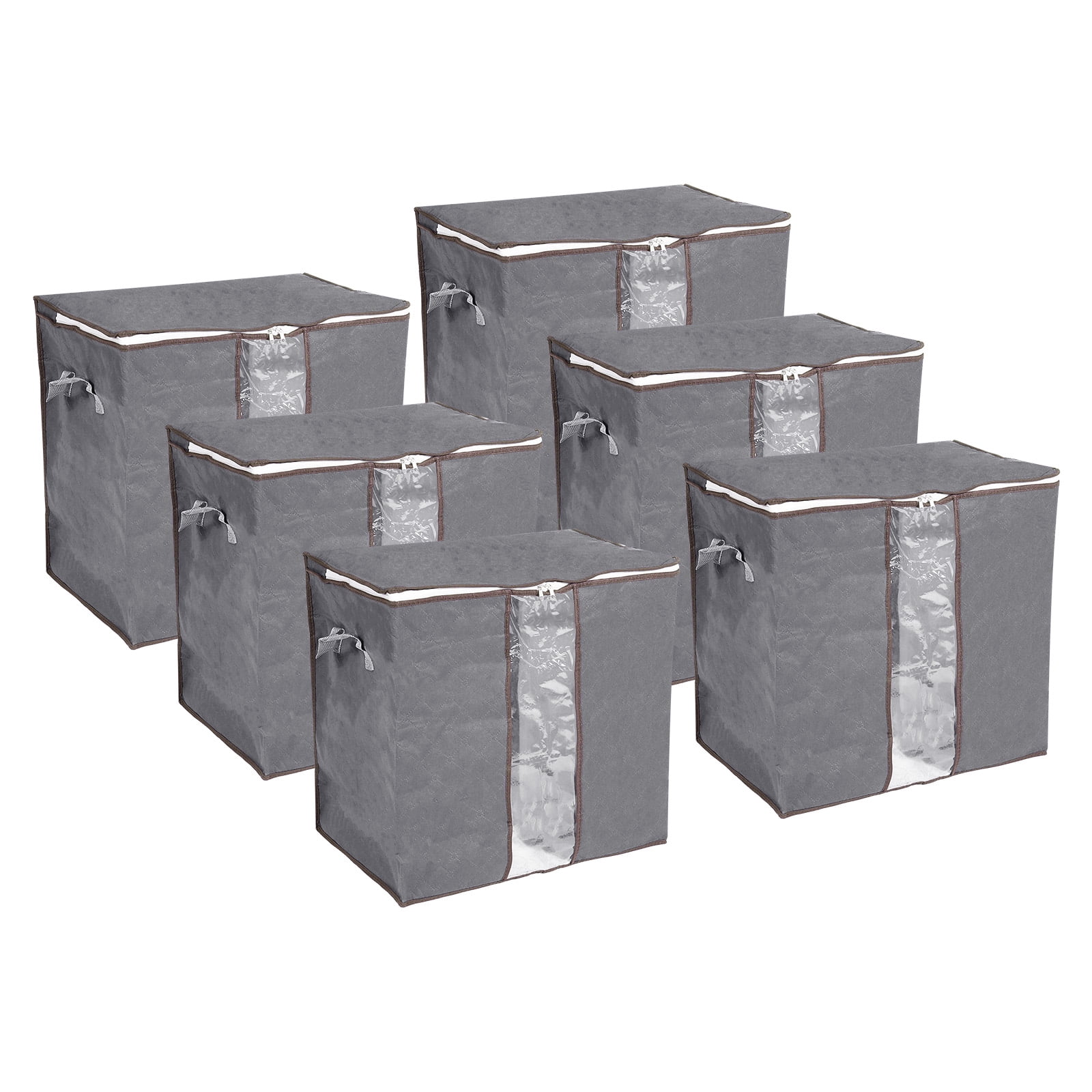 Unique Bargains Foldable Clothes Storage Bags with Reinforced Handle Gray