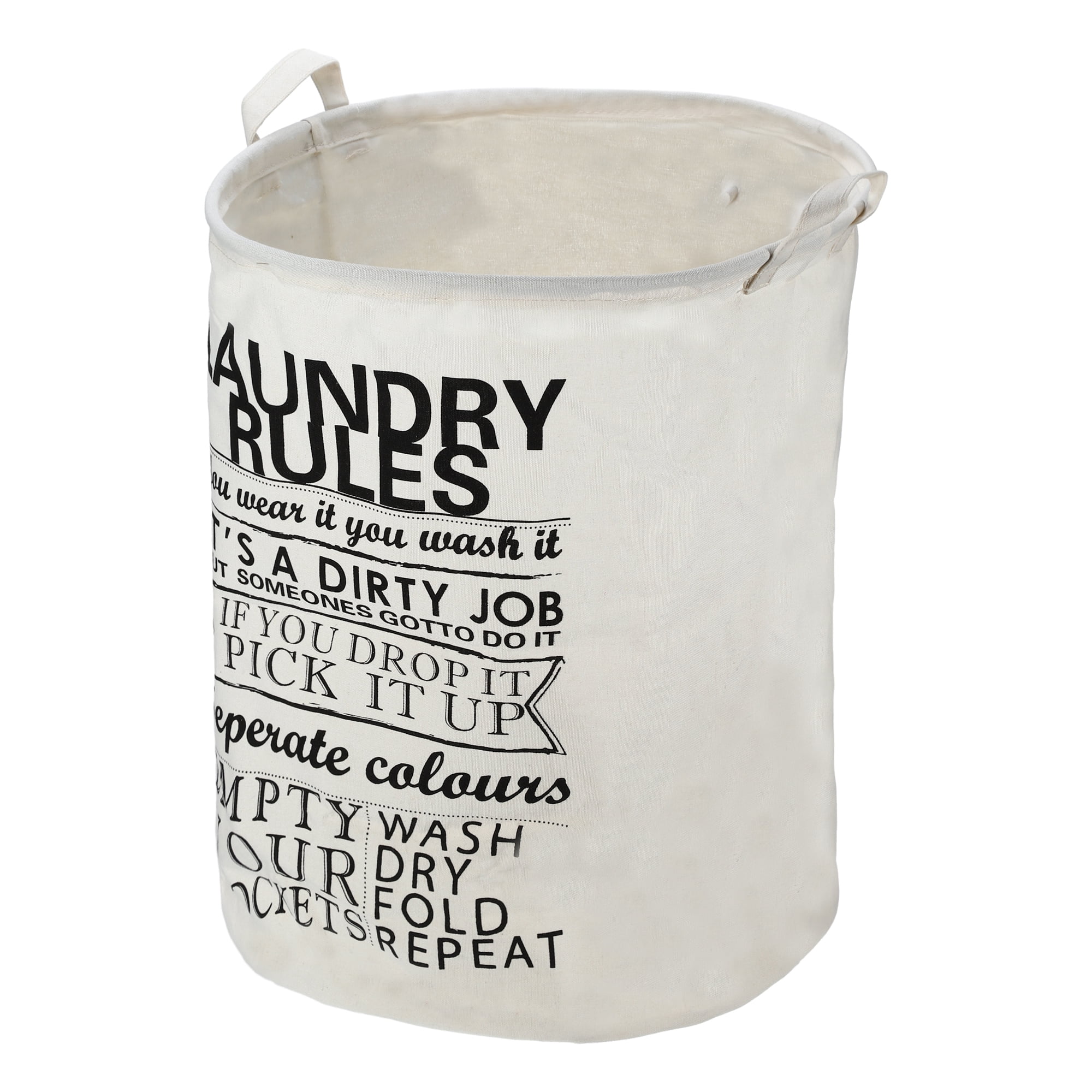 Unique Bargains Foldable Cylindrical Laundry Basket 19.69"x15.75" 60L Black 1 Pc Rules