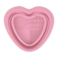 thumbnail image 1 of Unique Bargains Foldable Heart-shaped Makeup Sponge Brush Cleaner Pink, 1 of 5