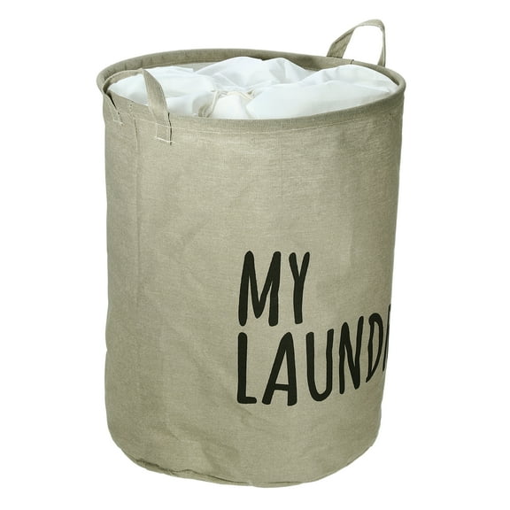 Unique Bargains Foldable Laundry Basket Drawstring Closure Laundry Hamper with Handle for Bedroom Gray 13.78"x17.72"