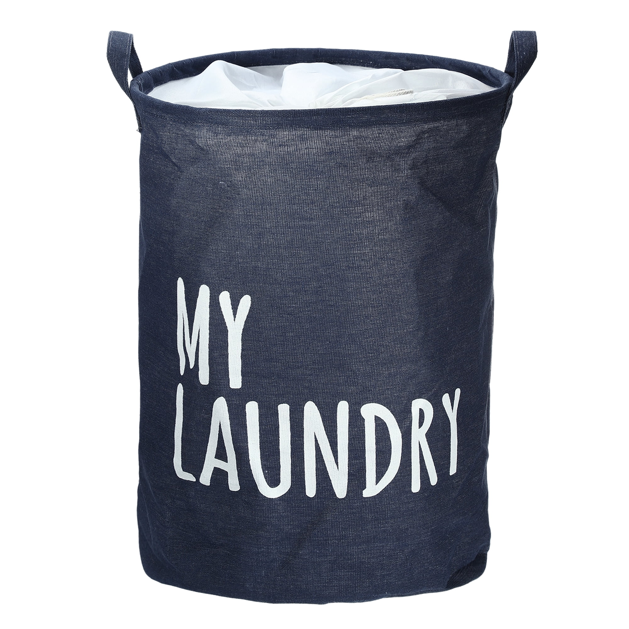 Unique Bargains Foldable Laundry Basket with Handle 1 Pc Navy Blue-13.78"x17.72"