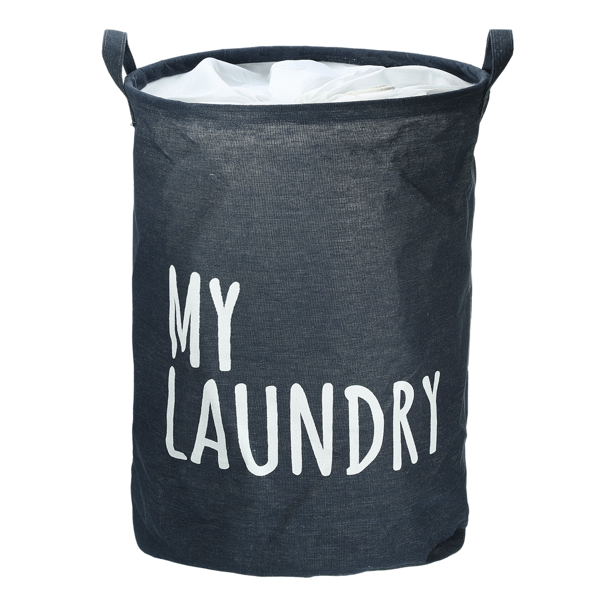 Unique Bargains Foldable Laundry Basket with Handle 1 Pc Navy Blue-15.75"x19.69"