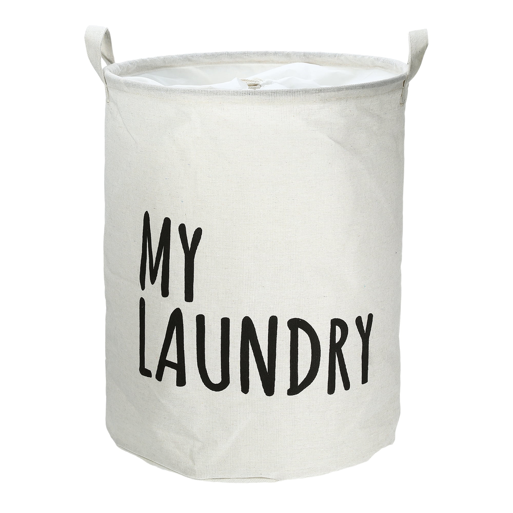 Unique Bargains Foldable Laundry Basket with Handle 1 Pc White-15.75"x19.69"