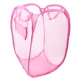 thumbnail image 1 of Unique Bargains Foldable Meshy Design Washing Clothes Bra Laundry Basket Bin Hamper Pink, 1 of 1