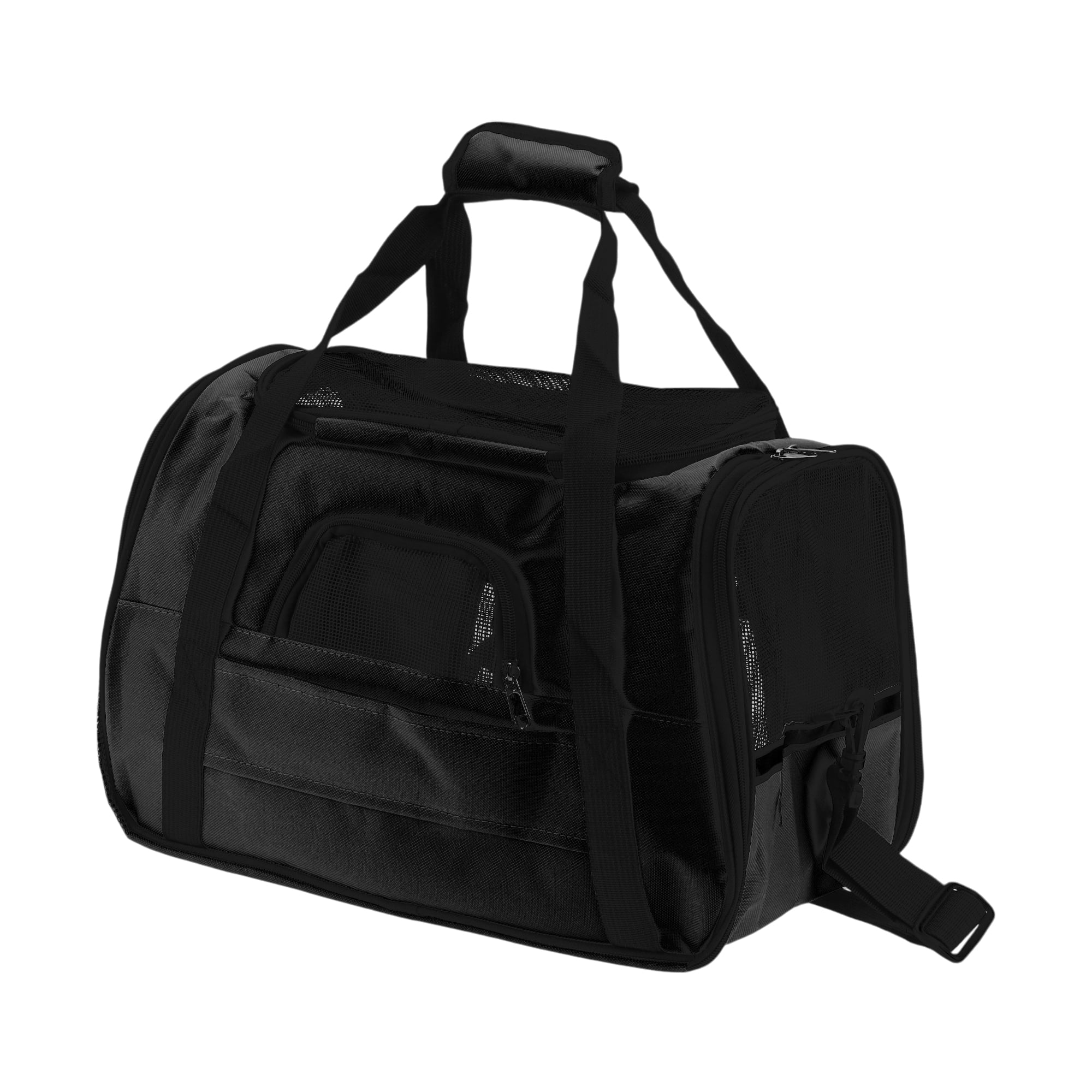 Unique Bargains Foldable Pet Carrier Bag  with Removable Plush Mat Black