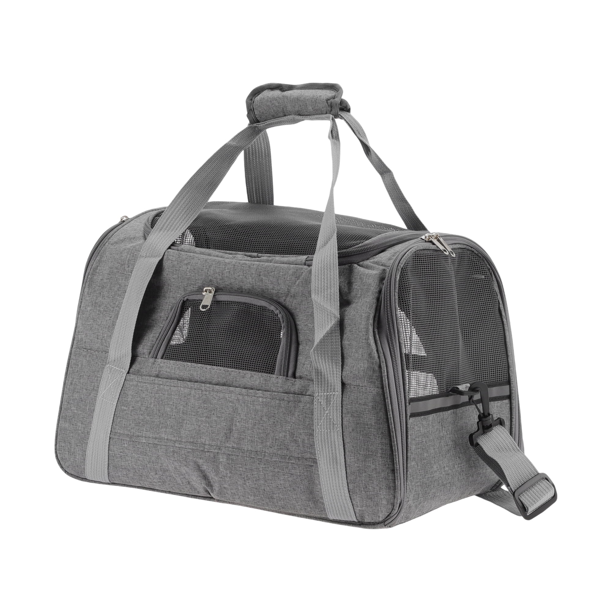 Unique Bargains Foldable Pet Carrier Bag  with Removable Plush Mat Gray