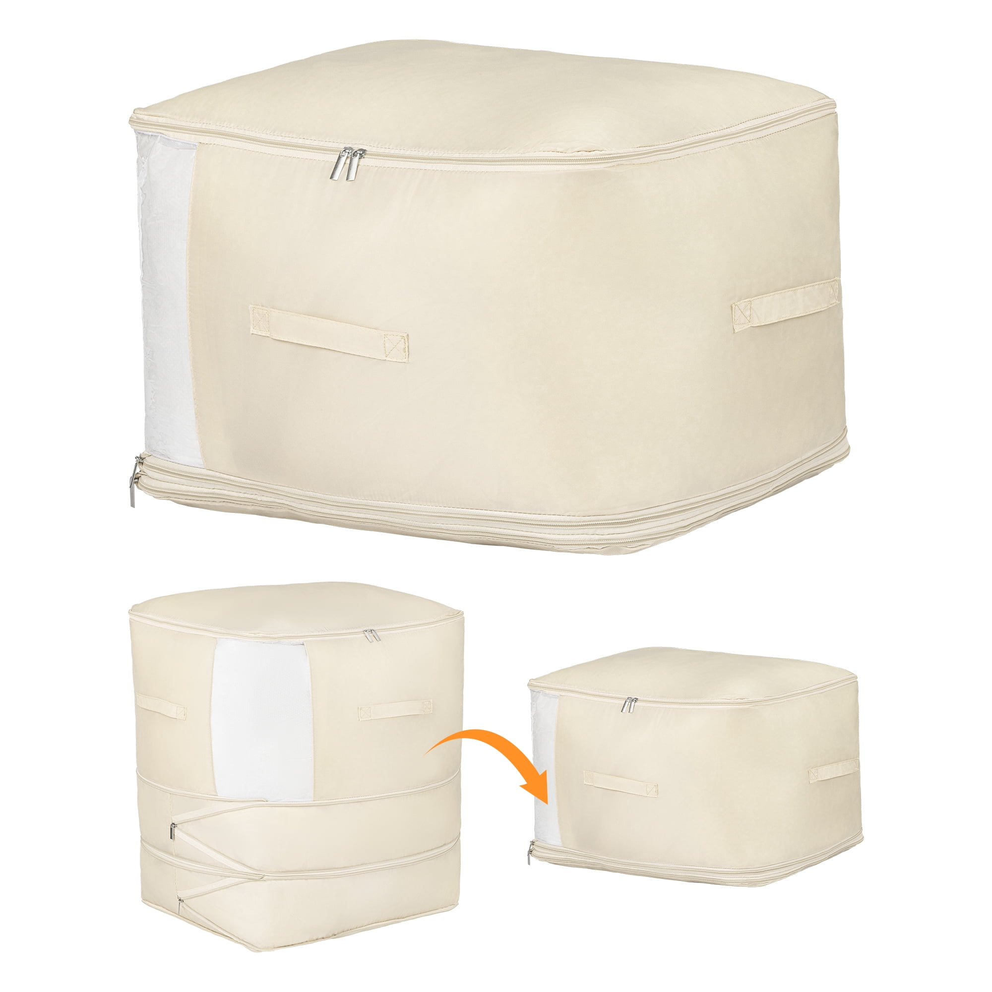 Unique Bargains Foldable Storage Bag for Organizing Bedroom Beige 21.3"x16.5"x23.6"