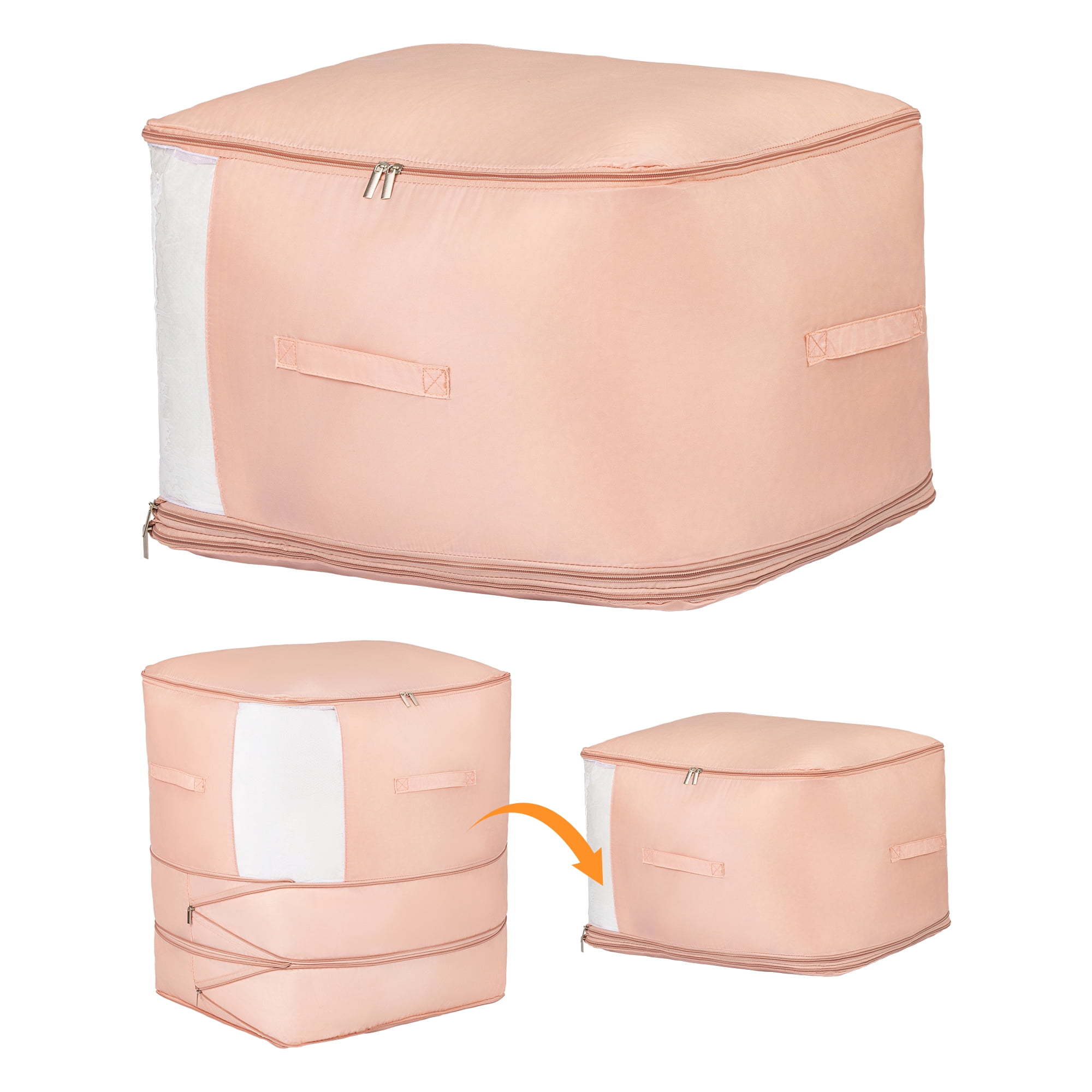 Unique Bargains Foldable Storage Bag for Organizing Bedroom Pink 21.3"x16.5"x23.6"