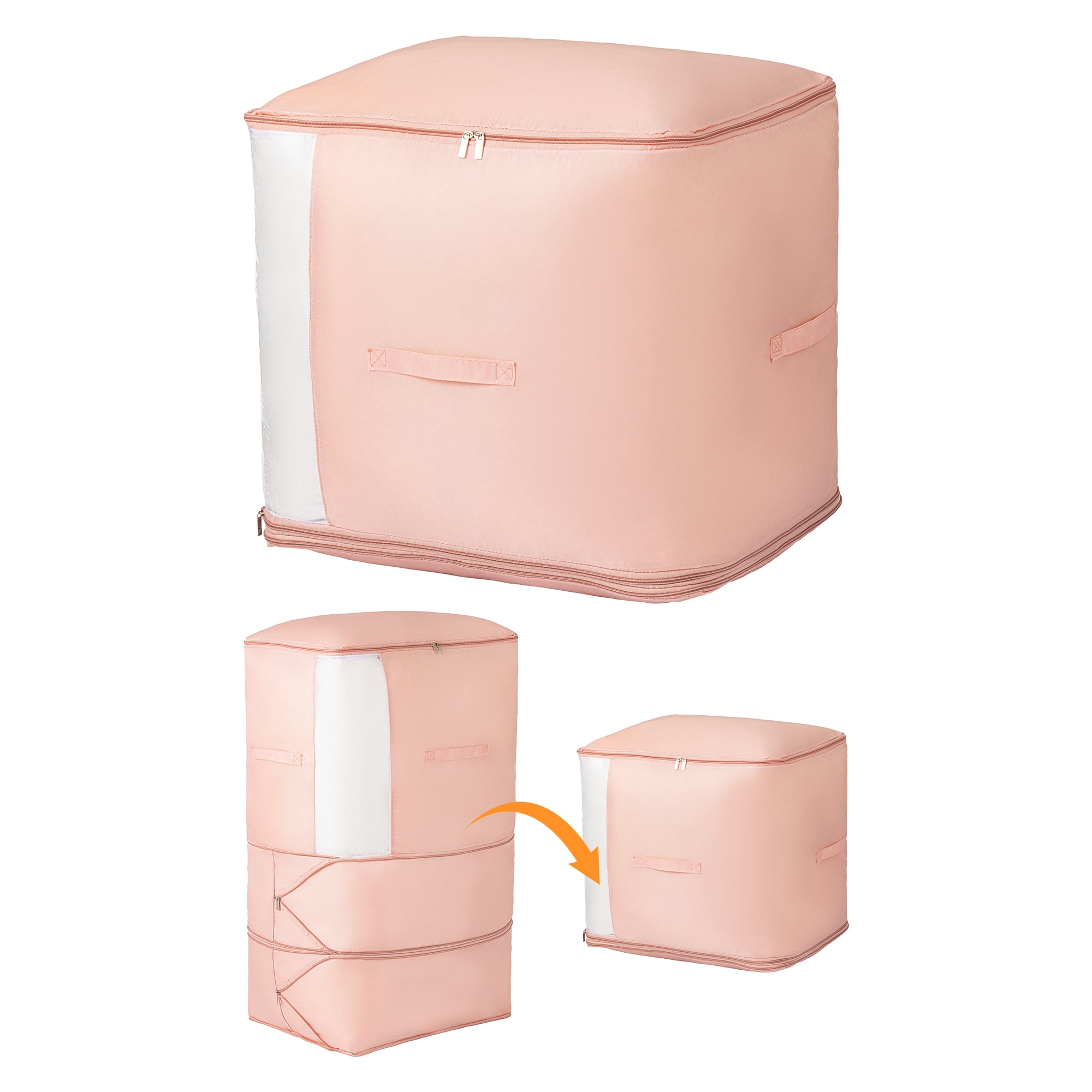 Unique Bargains Foldable Storage Bag for Organizing Bedroom Pink 21.3"x16.5"x35.4"