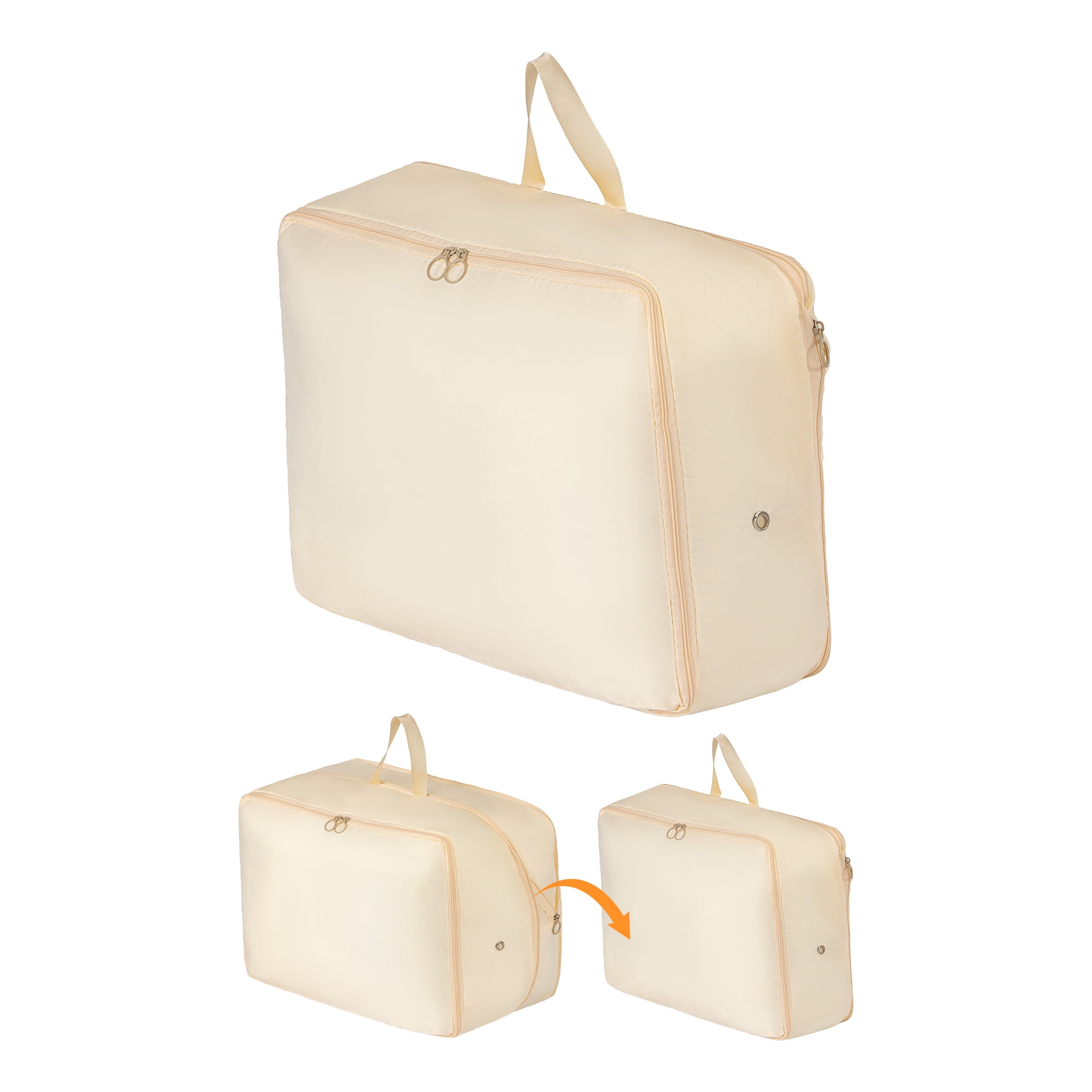 Unique Bargains Foldable Storage Bags Ideal for Organizing Bedroom Beige 15.7"x7.1"x11.8"