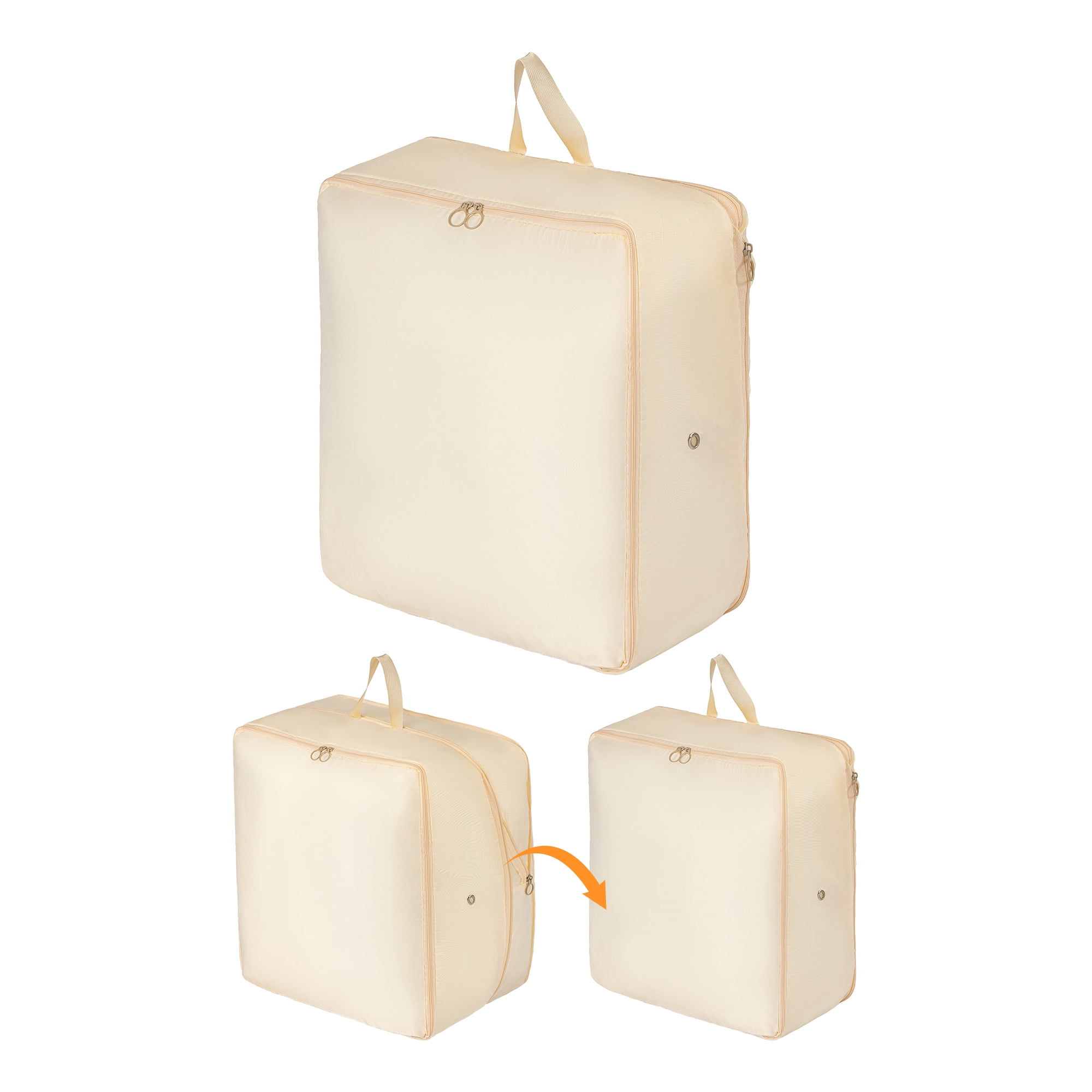 Unique Bargains Foldable Storage Bags Ideal for Organizing Bedroom Beige 21.3"x16.5"x23.6"