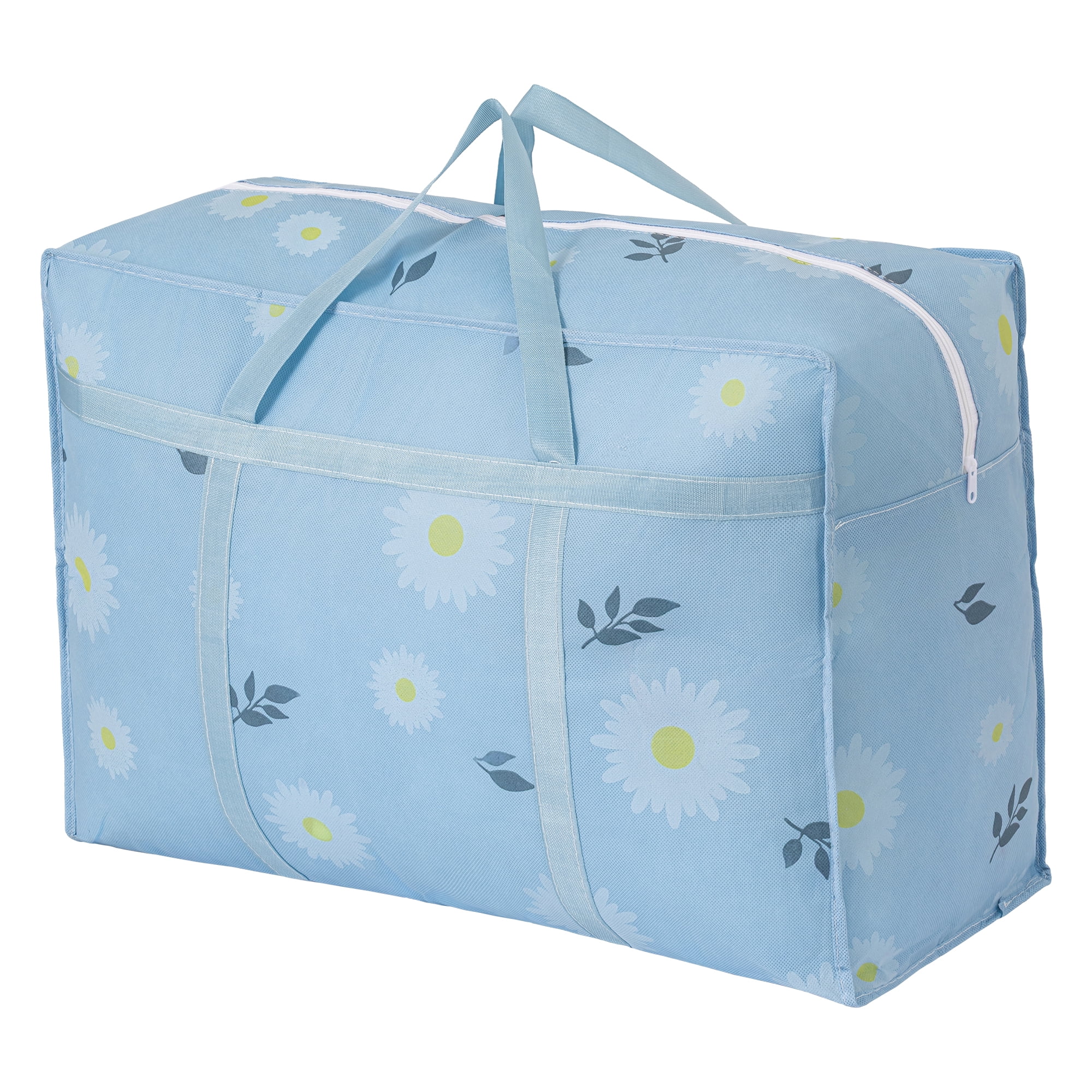 Unique Bargains Foldable Storage Bags for Organizing Livingroom Blue 22.4"x9.8"x15.7"