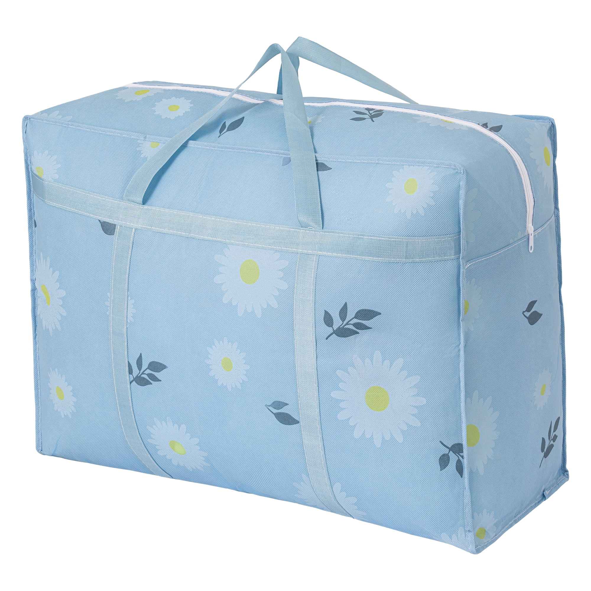 Unique Bargains Foldable Storage Bags for Organizing Livingroom Blue 26.4"x9.8"x19.7"