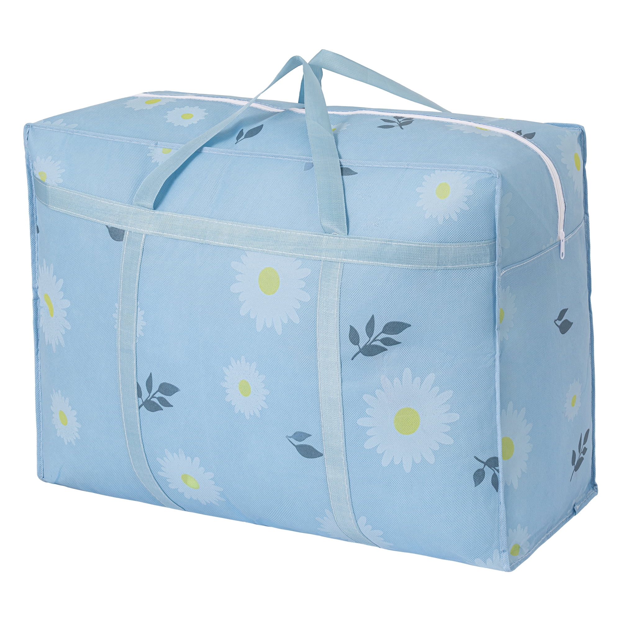 Unique Bargains Foldable Storage Bags for Organizing Livingroom Blue 30.3"x9.8"x21.7"