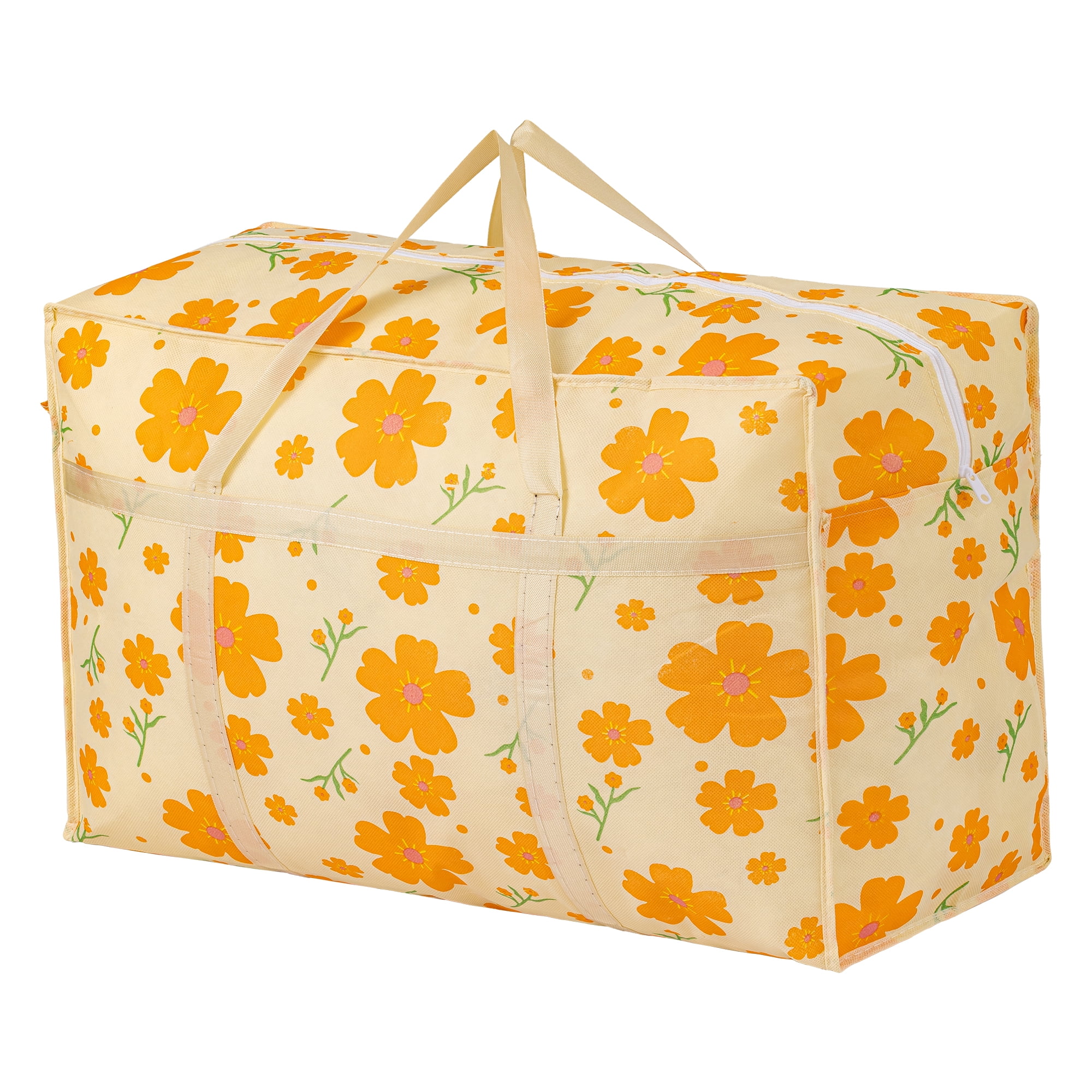 Unique Bargains Foldable Storage Bags for Organizing Livingroom Orange 18.5"x9.8"x11.8"