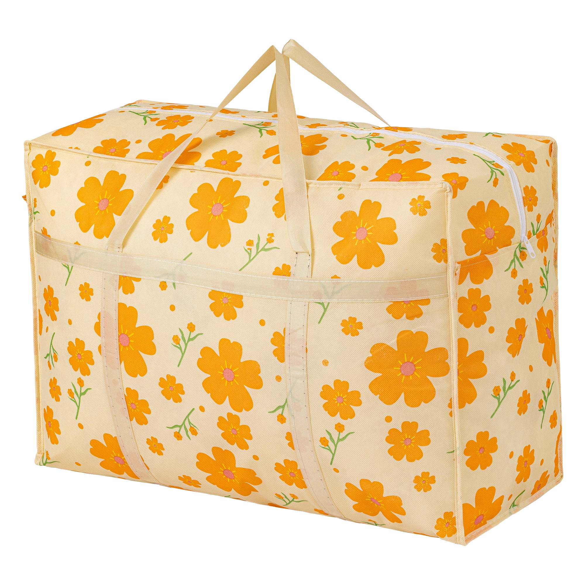 Unique Bargains Foldable Storage Bags for Organizing Livingroom Orange 22.4"x9.8"x15.7"