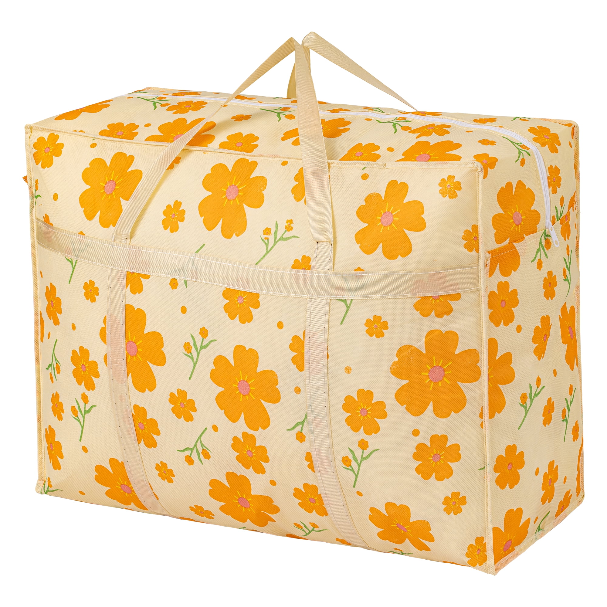 Unique Bargains Foldable Storage Bags for Organizing Livingroom Orange 26.4"x9.8"x19.7"