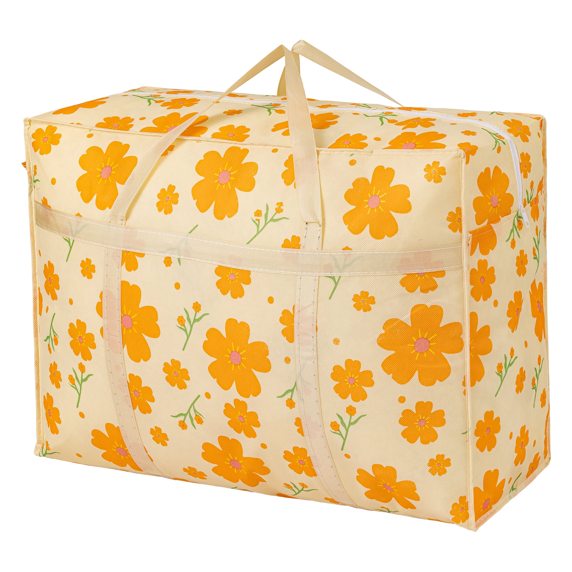 Unique Bargains Foldable Storage Bags for Organizing Livingroom Orange 30.3"x9.8"x21.7"