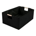 thumbnail image 1 of Unique Bargains Foldable Storage Basket with Wood Handles Black 13.4*9.1*5.9, 1 of 6