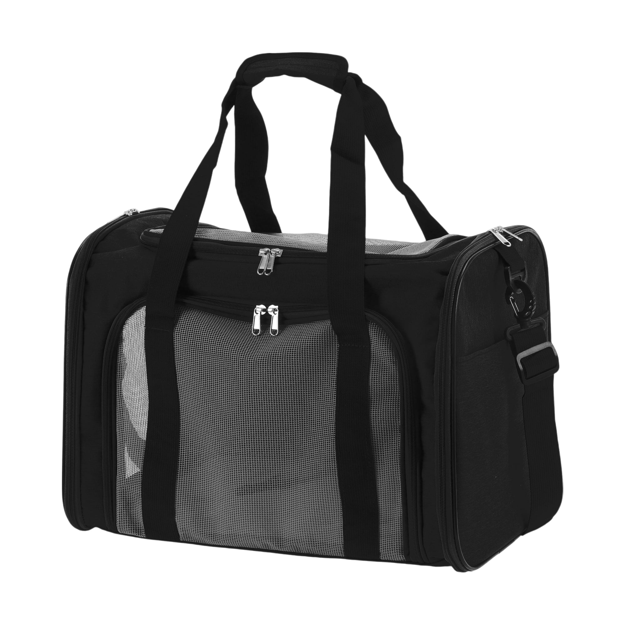Unique Bargains Foldable Transport Box with Removable Plush Mat Black