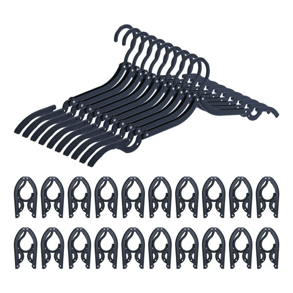 Unique Bargains Foldable Travel Hangers Portable Clothes Hangers Black 10 Pcs