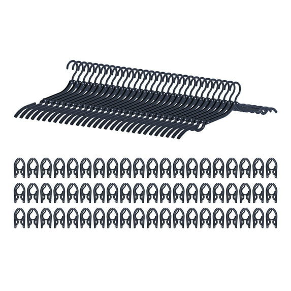 Unique Bargains Foldable Travel Hangers Portable Clothes Hangers Black 30 Pcs
