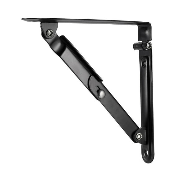 Unique Bargains Folding Bracket 6 inch for Table Desk Wall Mounted Support Collapsible Long Release Arm Carbon Steel Black 1pcs