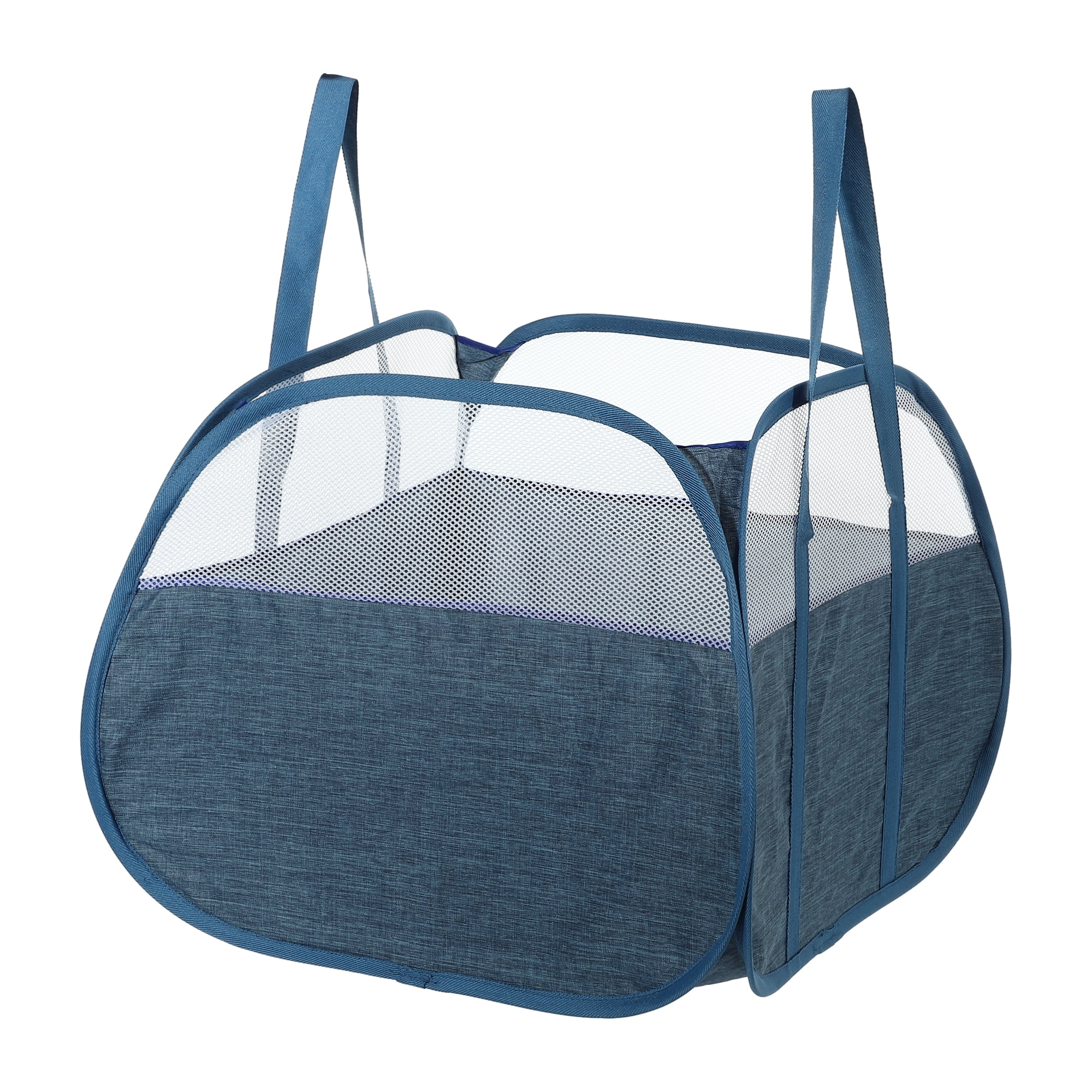 Unique Bargains Folding Breathable Hamper Basket for Bathroom 1 Pc Blue