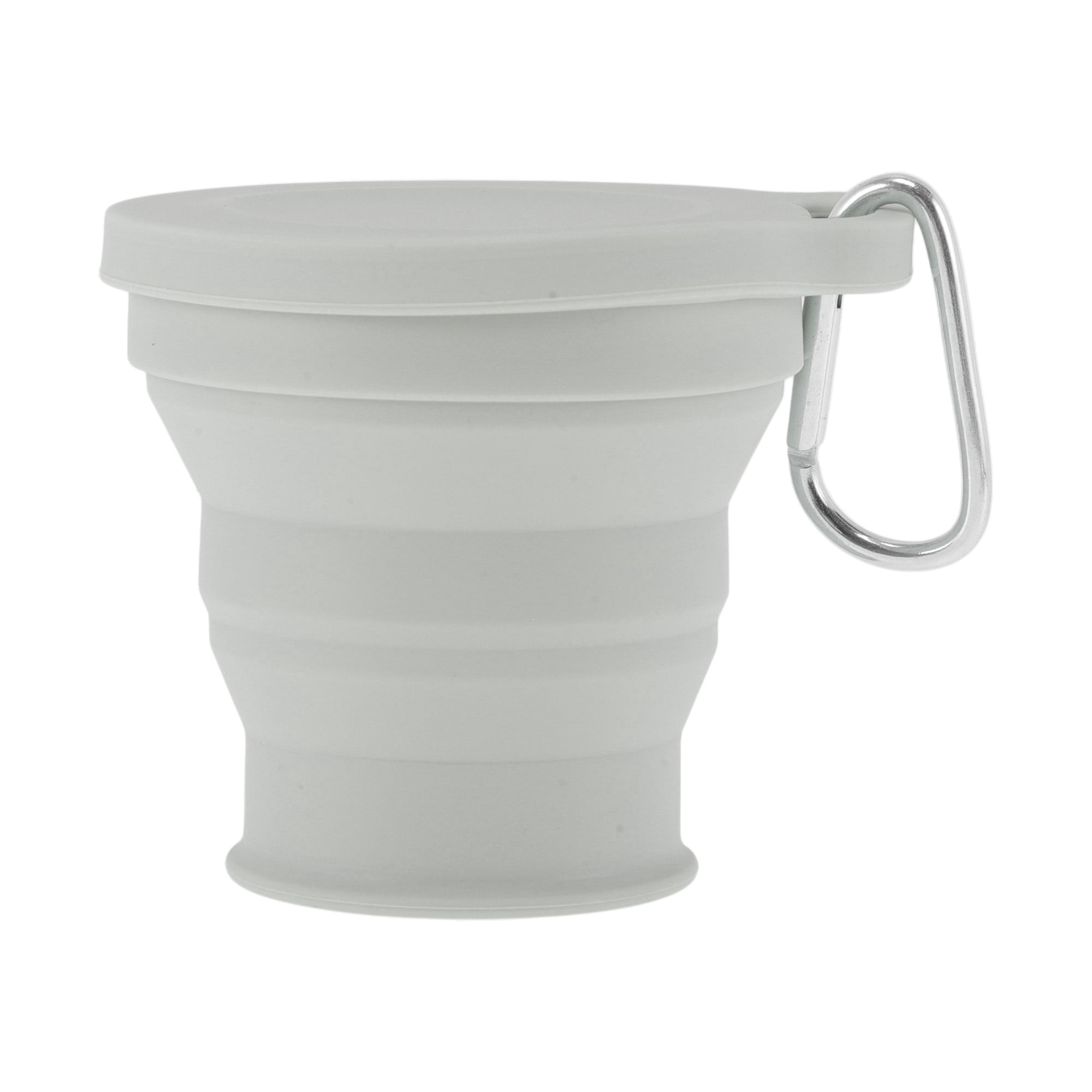 Unique Bargains Folding Cup with Carabiner Collapsible Cups 180ml 1Pc Light Gray