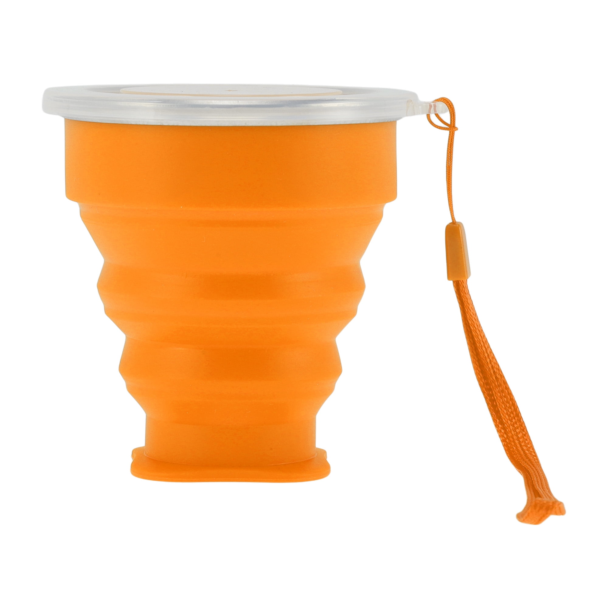 Unique Bargains Folding Cup with Wrist Strap Collapsible Cups 200ml 1 Pc Orange