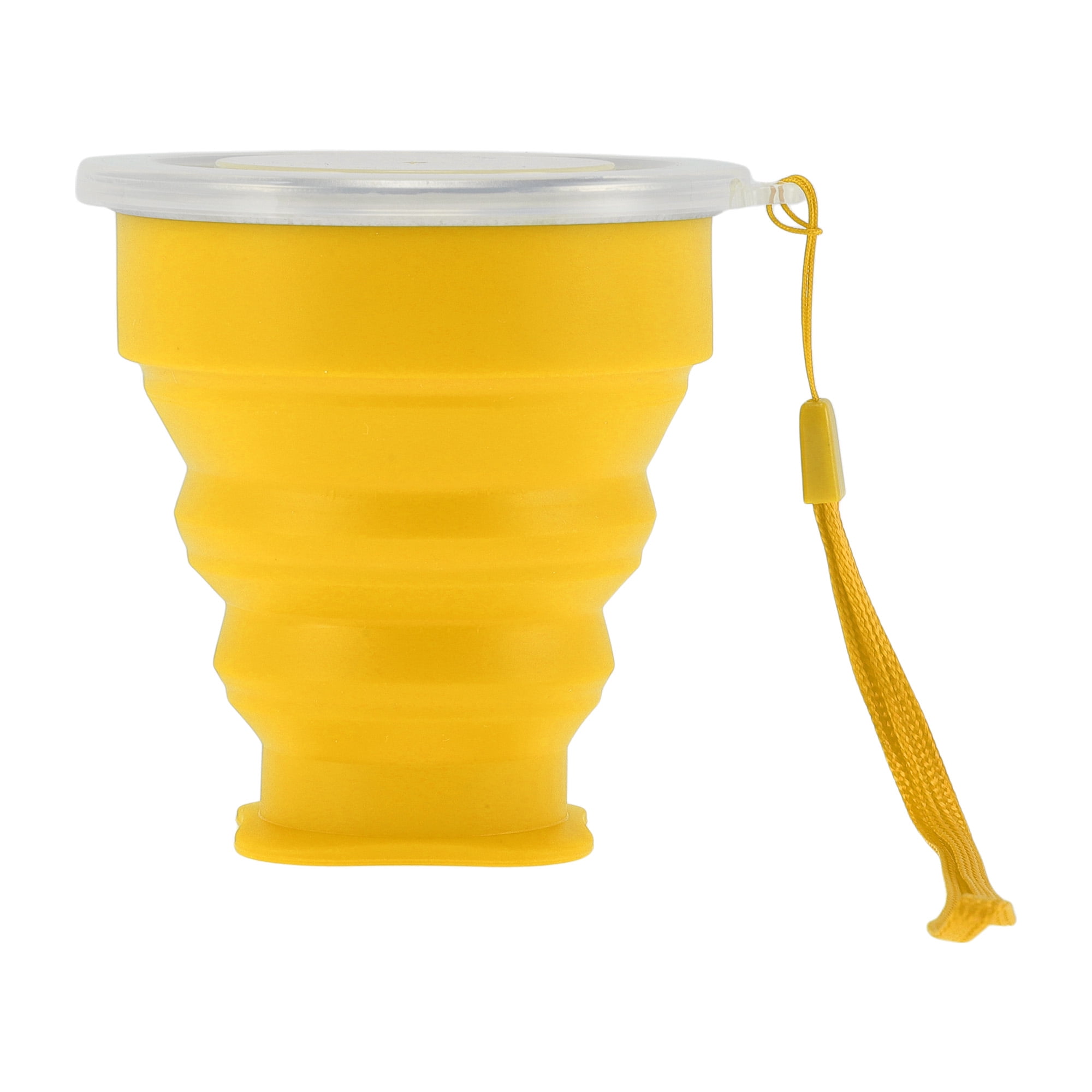 Unique Bargains Folding Cup with Wrist Strap Collapsible Cups 200ml 1 Pc Yellow