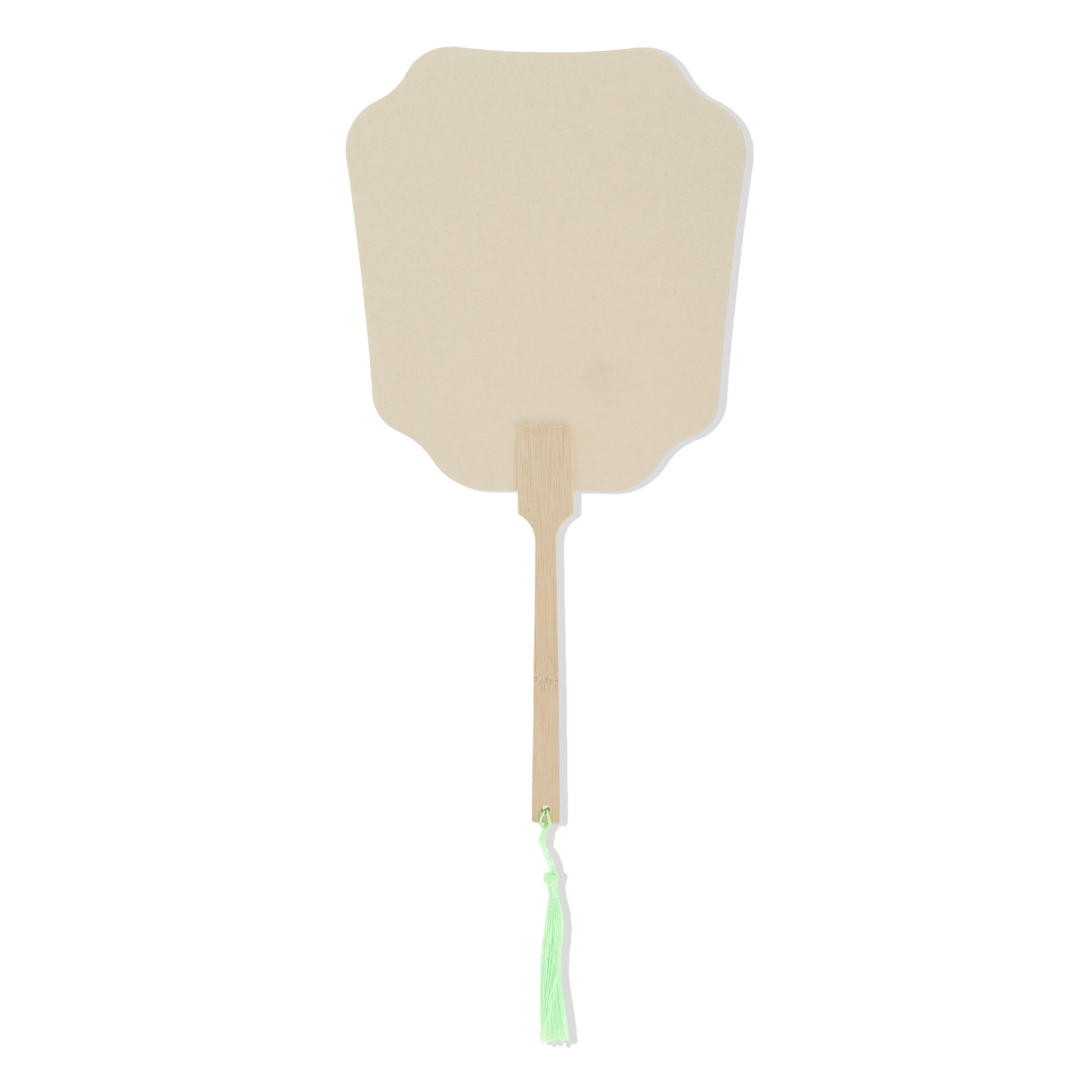 Unique Bargains Folding Fan 1 Pc Beige Long Handle Round Flying Fairy