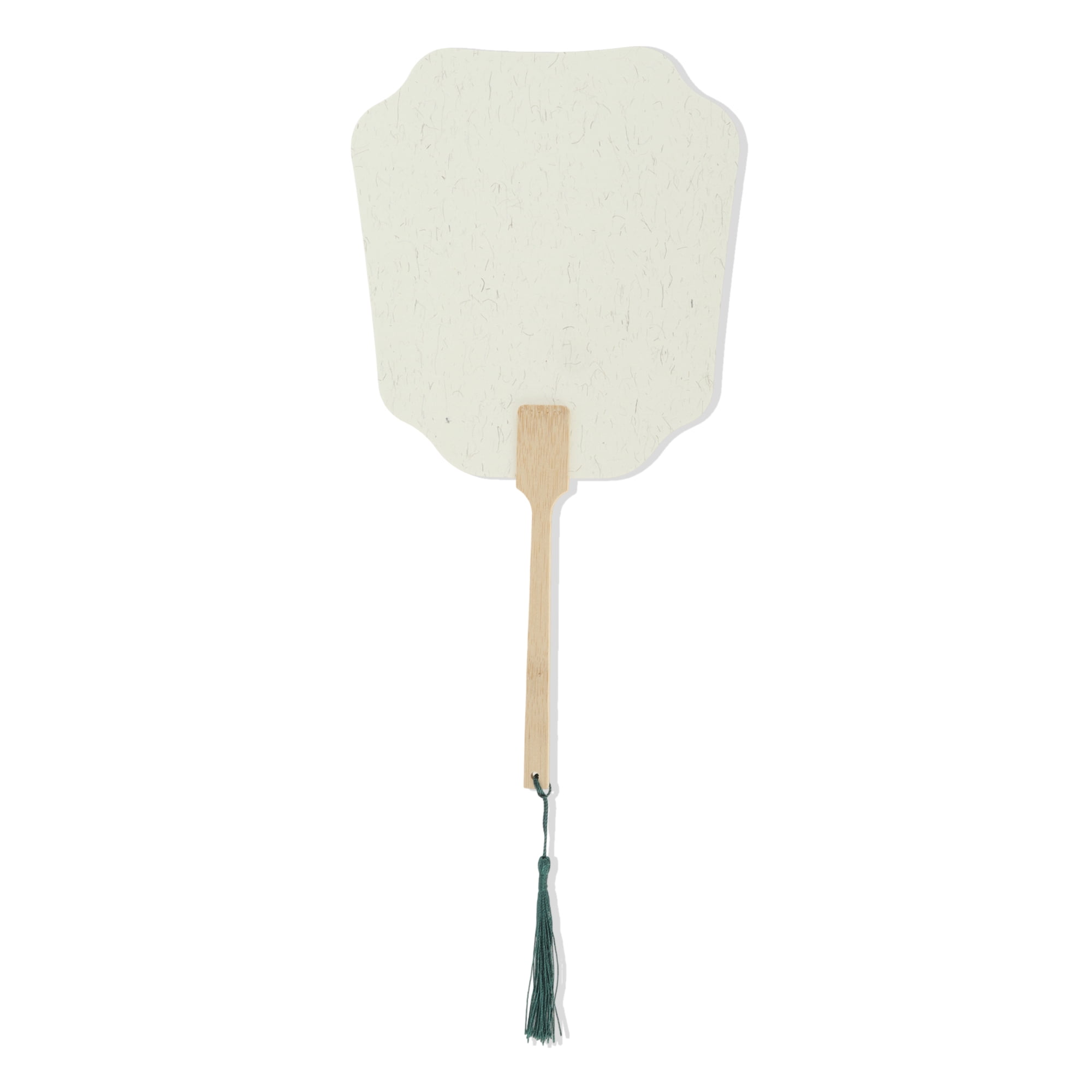 Unique Bargains Folding Fan 1 Pc Light Gray, White Long Handle Round Flying Fairy Paper