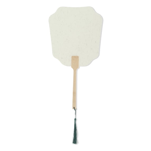 Unique Bargains Folding Fan 1 Pc Light Gray, White Long Handle Round Flying Fairy Paper