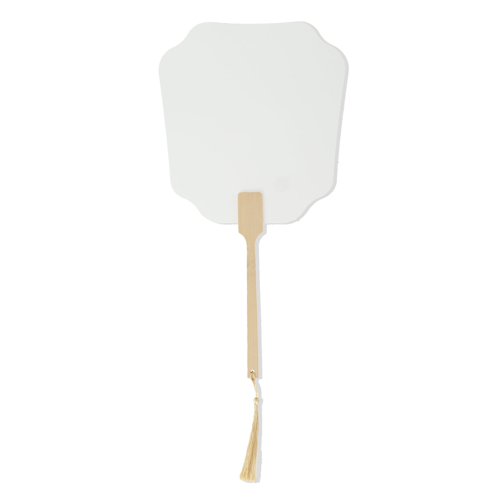 Unique Bargains Folding Fan 1 Pc White Long Handle Round Flying Fairy