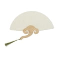 thumbnail image 1 of Unique Bargains Folding Fan 1Pc Light Gray, White Short Handle Round-Shaped Paper, 1 of 5