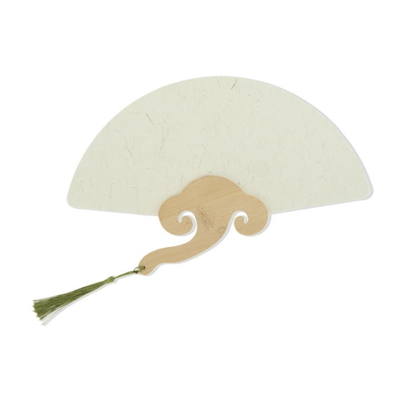 Unique Bargains Folding Fan 1Pc Light Gray, White Short Handle Round-Shaped Paper