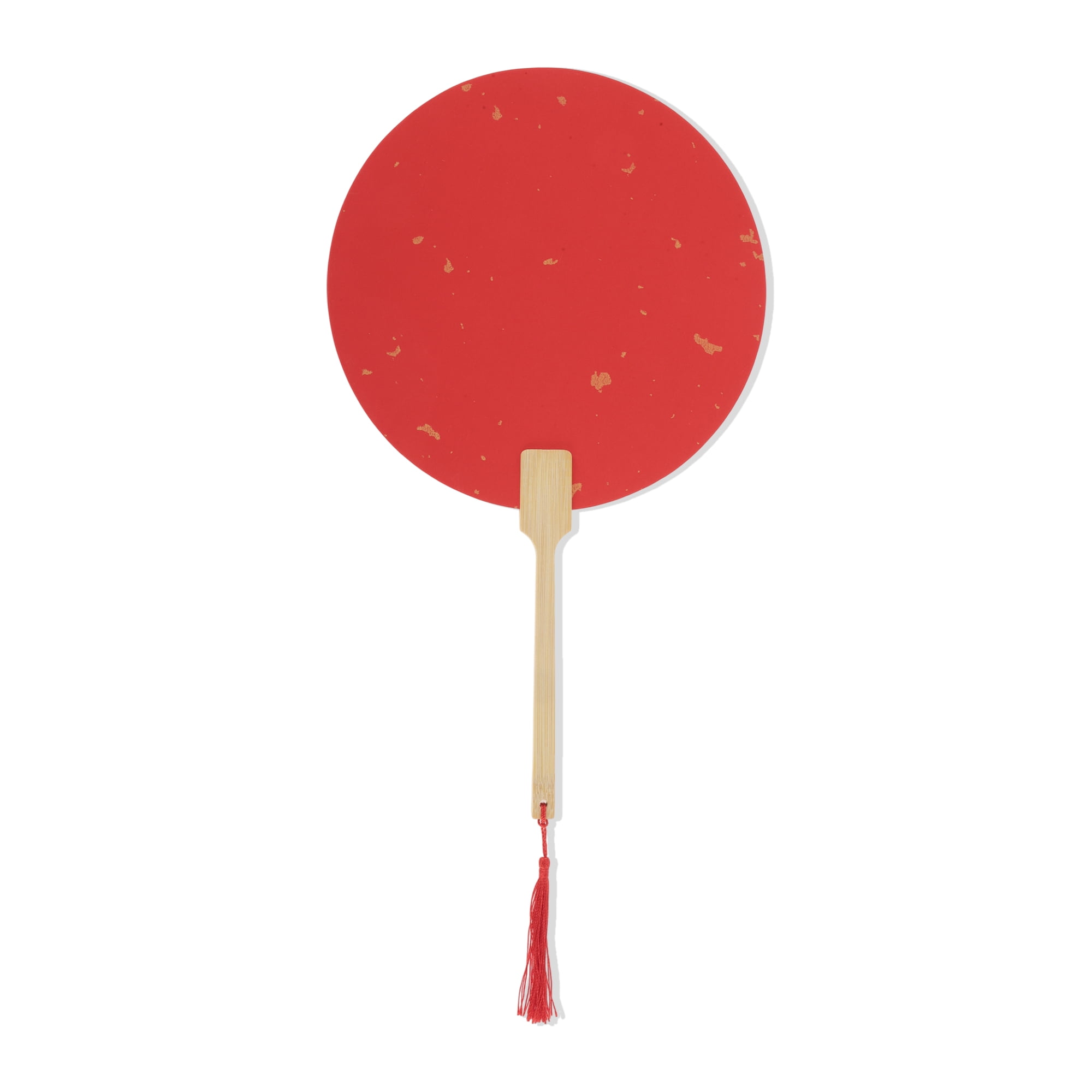 Unique Bargains Folding Fan Red Round