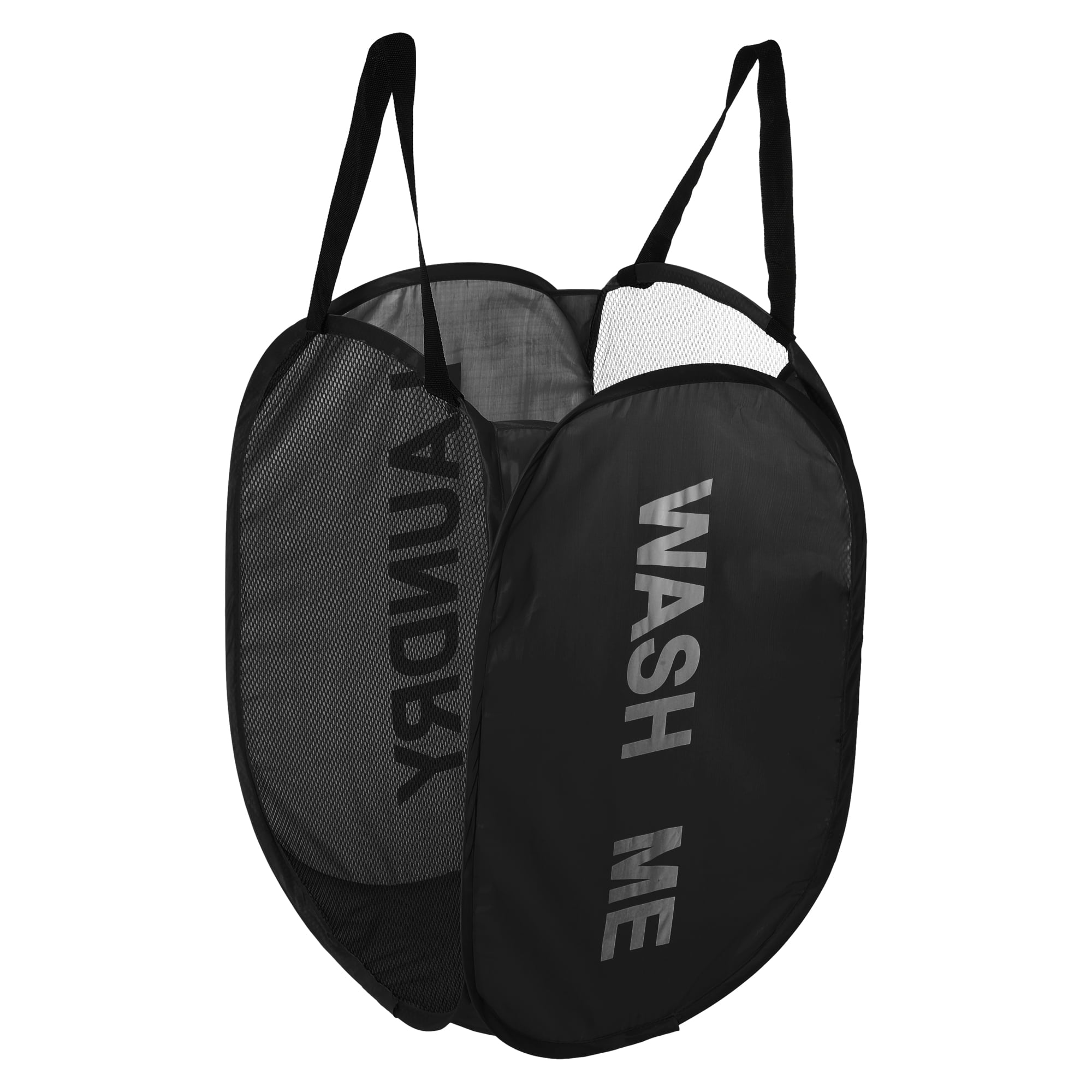Unique Bargains Folding Laundry Basket Durable Hamper for Bathroom Black