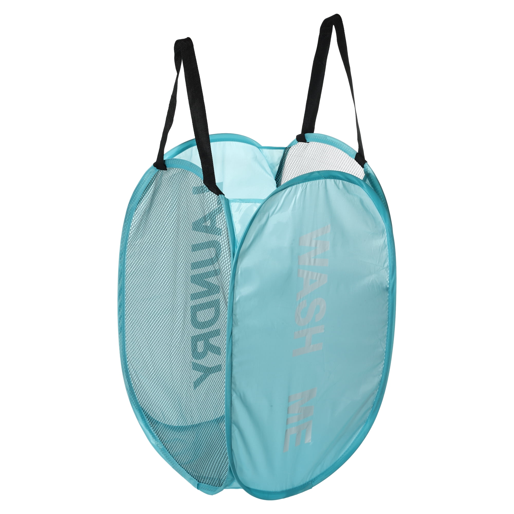 Unique Bargains Folding Laundry Basket Durable Hamper for Bathroom Blue