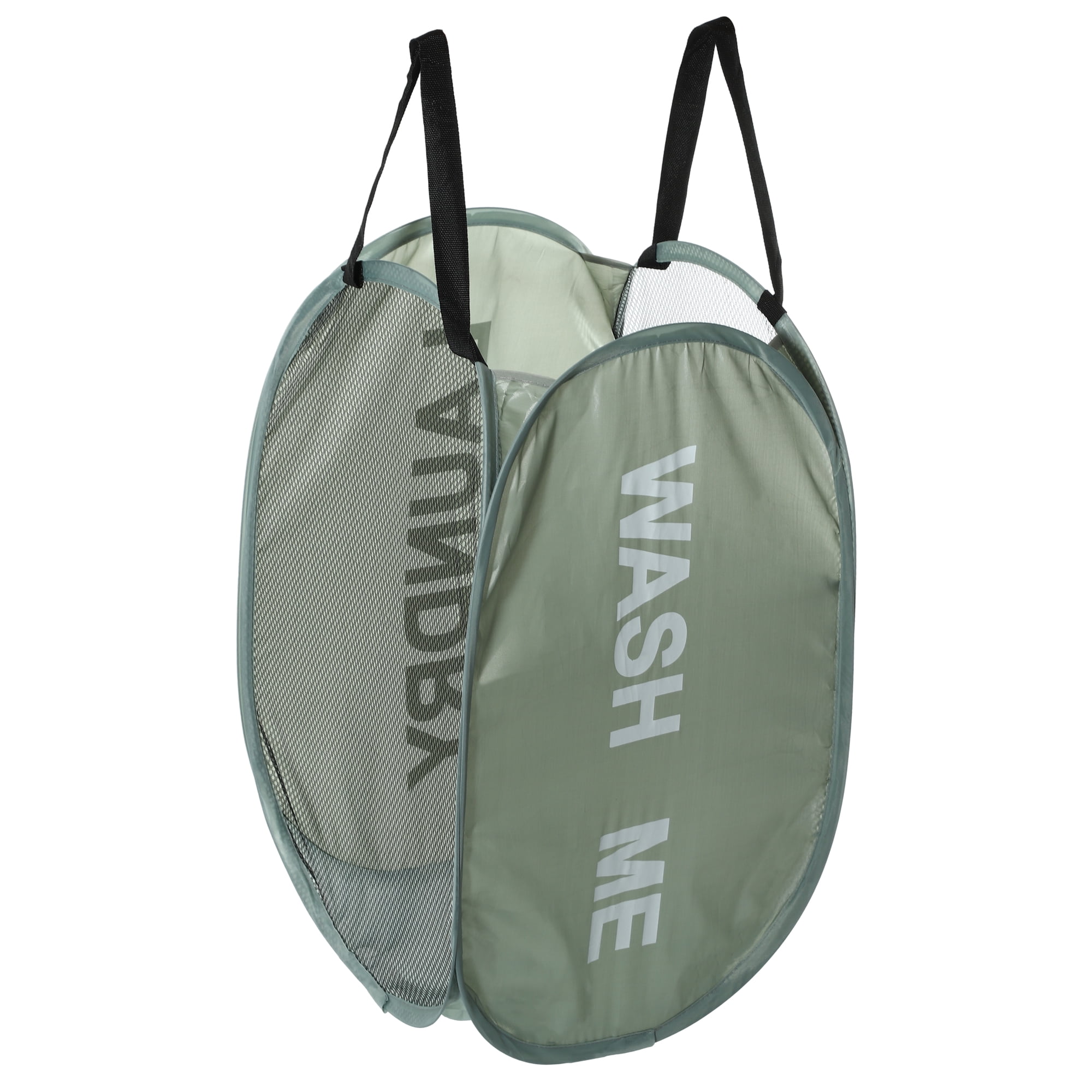 Unique Bargains Folding Laundry Basket Durable Hamper for Bathroom Green