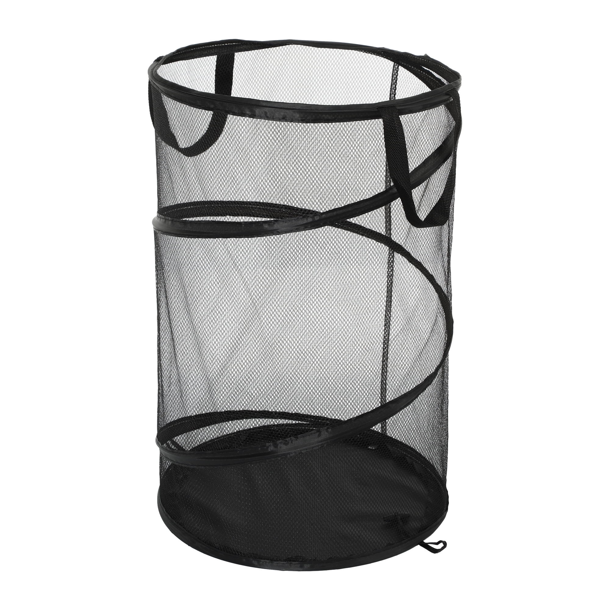 Unique Bargains Folding Laundry Basket for Bathroom 1 Pc Black-30L