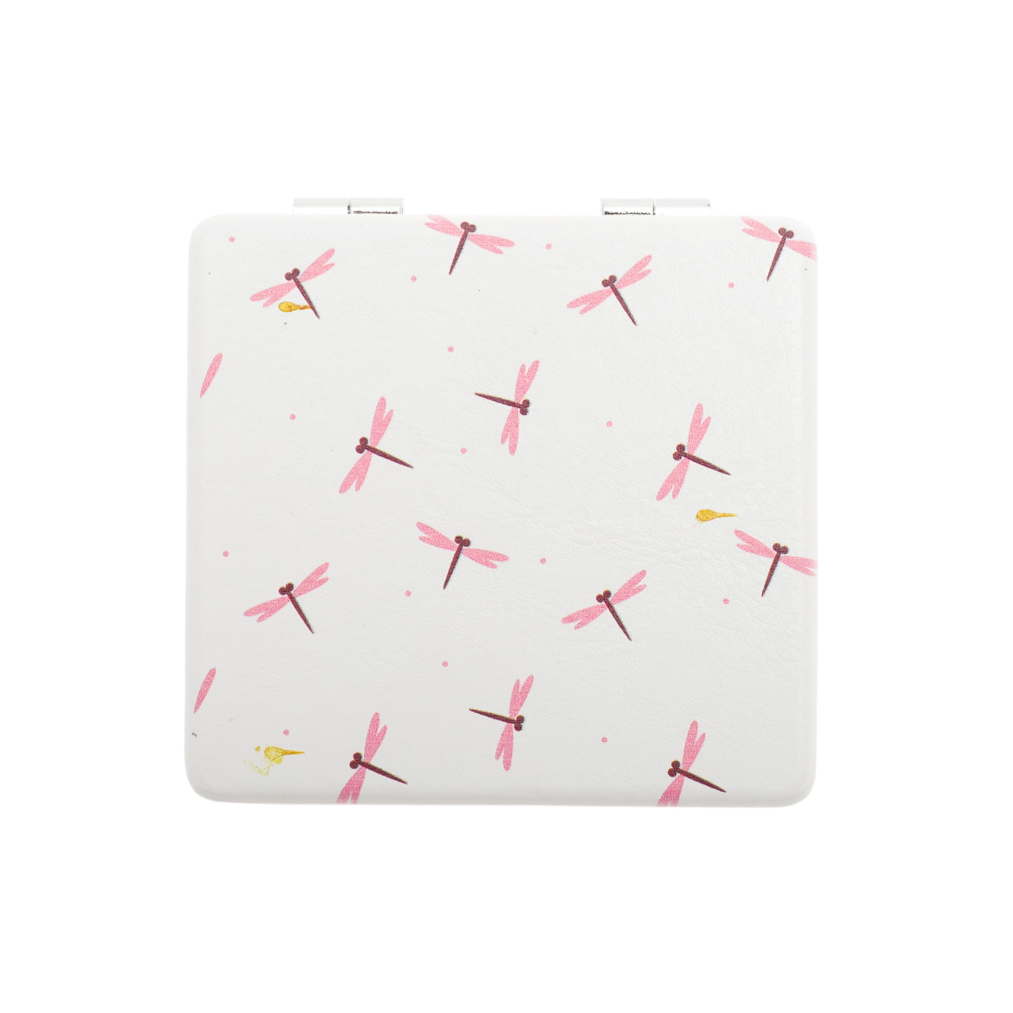 Unique Bargains Folding Makeup Mirror for Personal Grooming Pink White 2.8"x 2.64"x 0.39"
