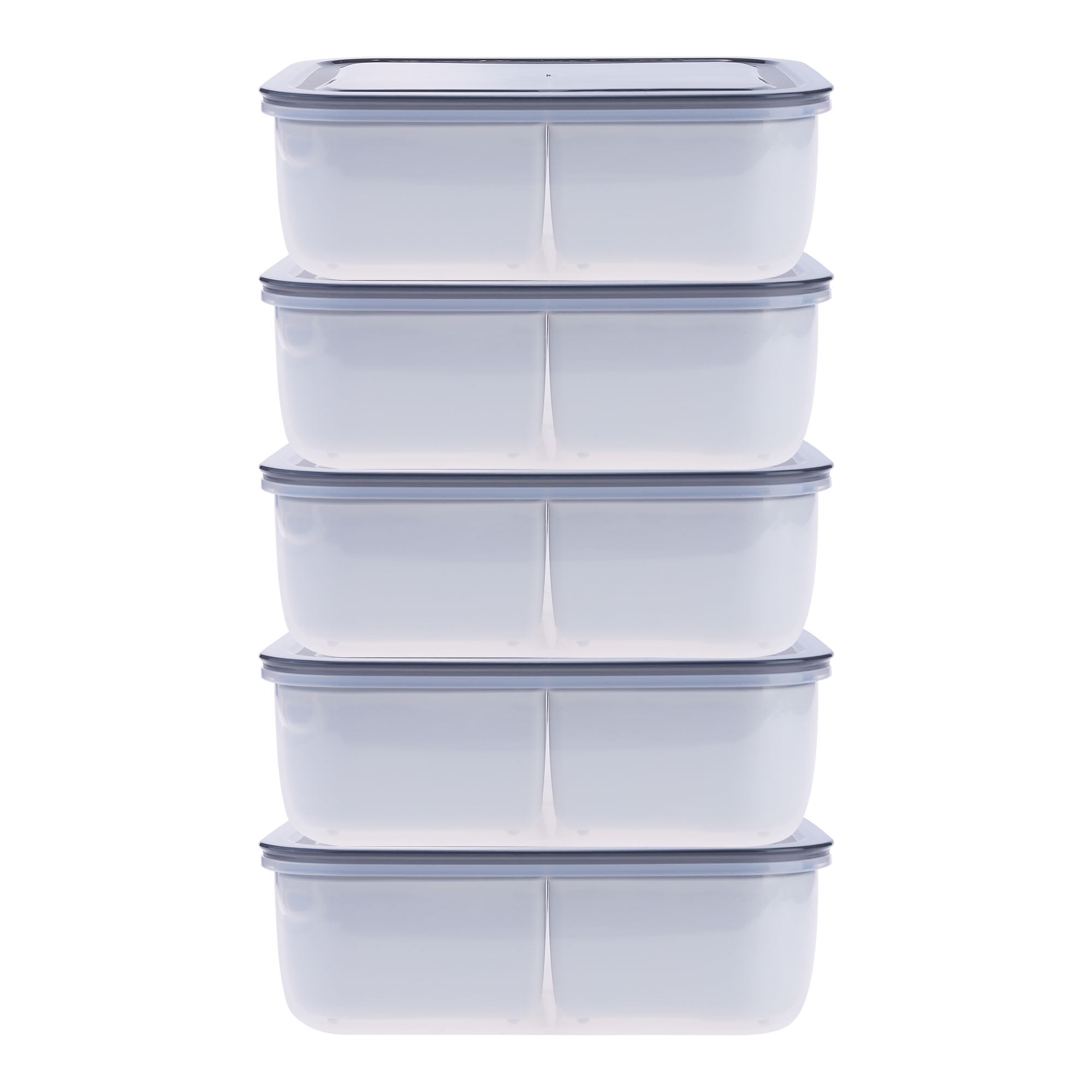 Unique Bargains Food Storage Containers Meal Prep 5 Packs 2 Grids-No Hollow