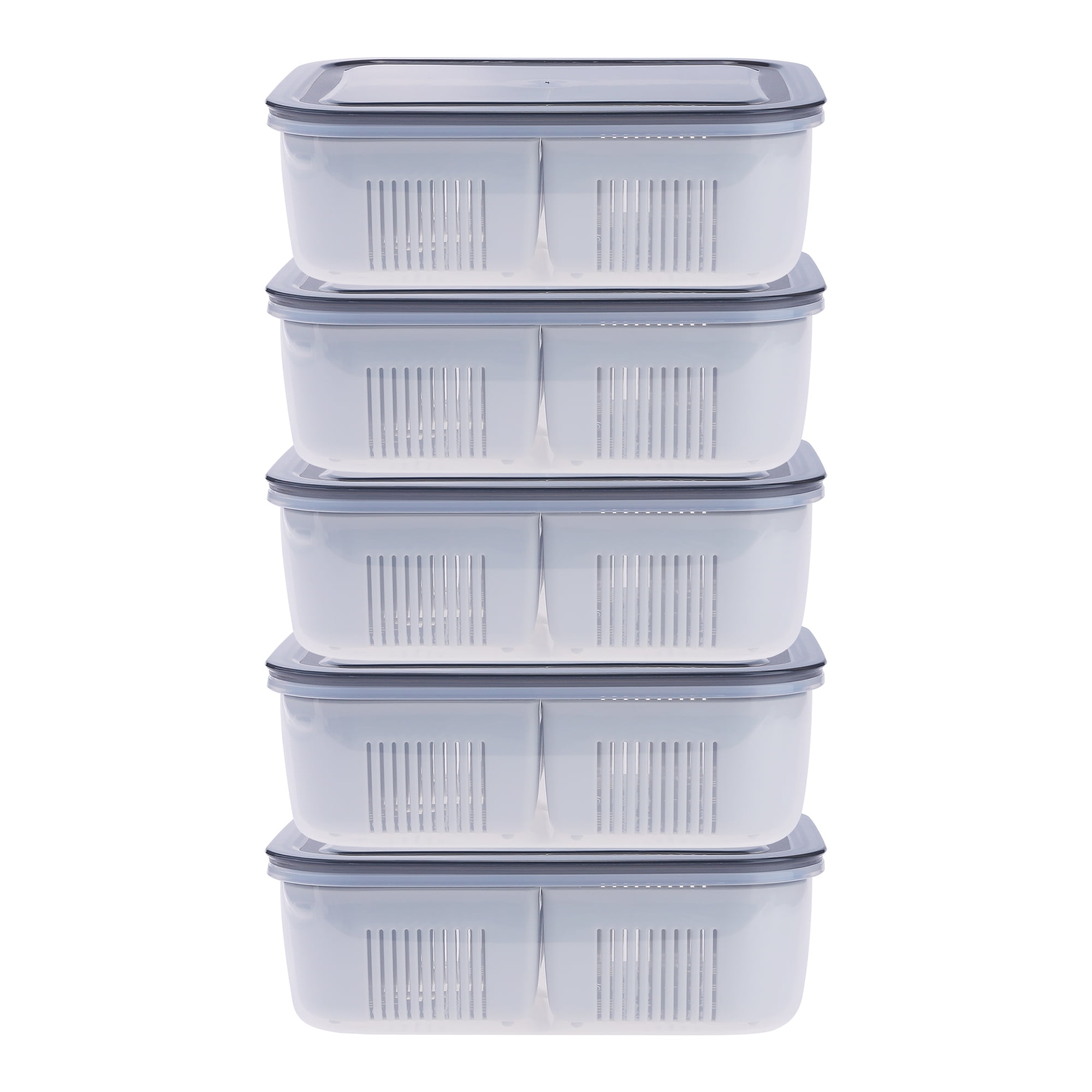 Unique Bargains Food Storage Containers Meal Prep 5 Packs 3 Grids-Hollow