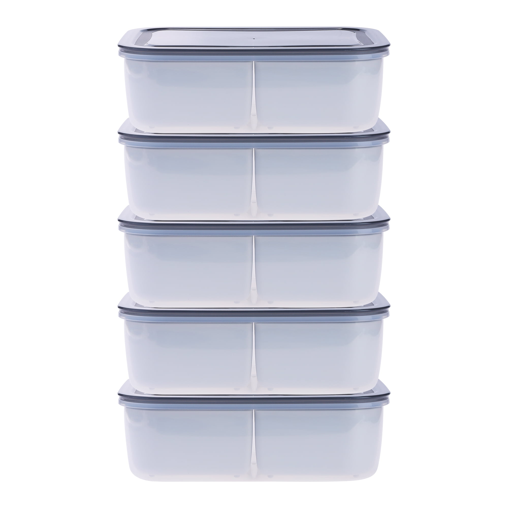 Unique Bargains Food Storage Containers Meal Prep 5 Packs 3 Grids-No Hollow