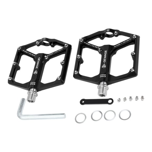 Unique Bargains Foot Peg Footrests Fit 9/16 Inch Axles Durable Rear Bicycle Pedal Aluminum Alloy 1Pair Black