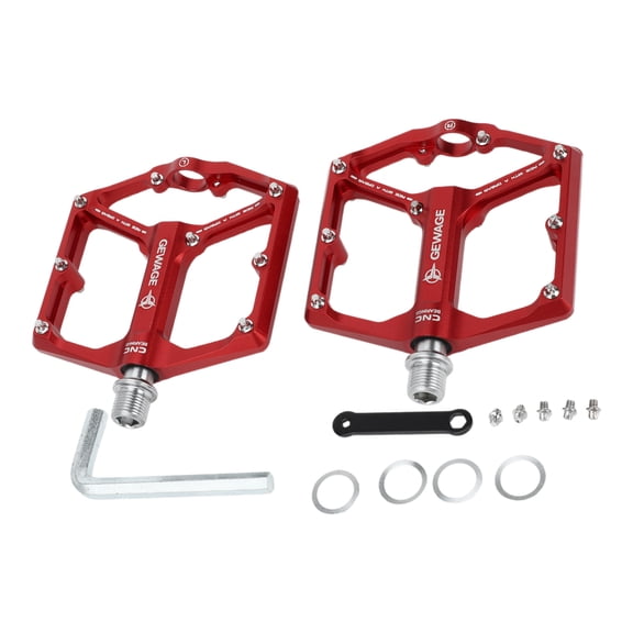 Unique Bargains Foot Peg Footrests Fit 9/16 Inch Axles Durable Rear Bicycle Pedal Aluminum Alloy 1 Pair Red