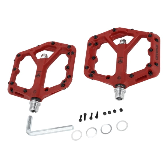Unique Bargains Foot Peg Footrests Fit 9/16 Inch Axles Durable Rear Bicycle Pedal Nylon Metal Red 1 Pair